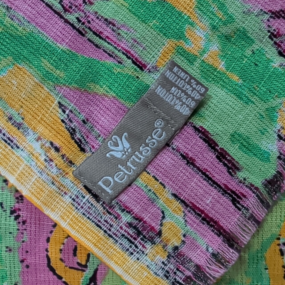 Petrusse Cotton Linen Floral Multicolor Stole Scarf - Picture 6 of 8